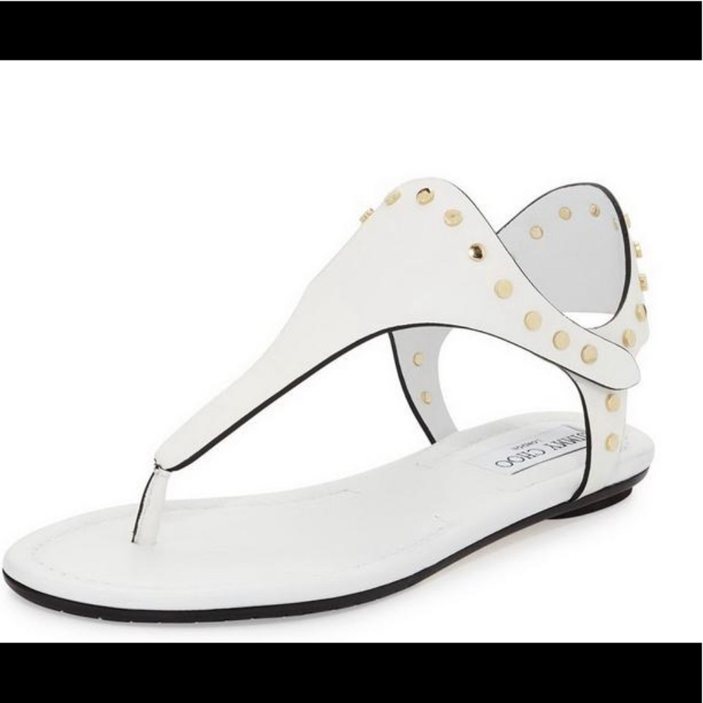 Jimmy Choo Size 8 White Flat Sandal